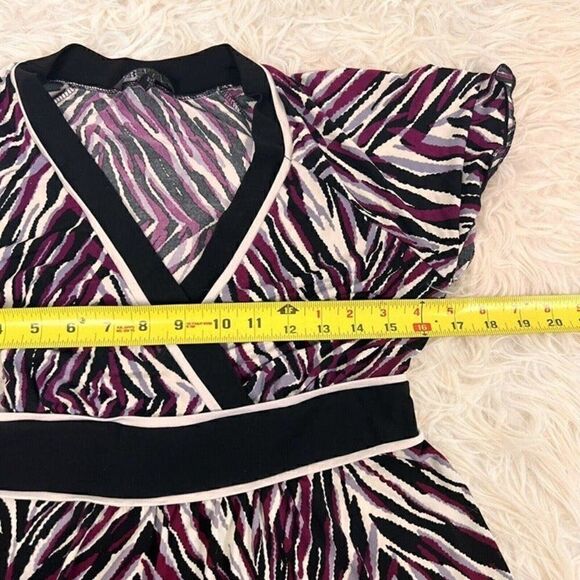 Ab studio Womens Vintage Y2K Jersey Knit Purple Zebra Print Stretch Blouse Med - Picture 5 of 10